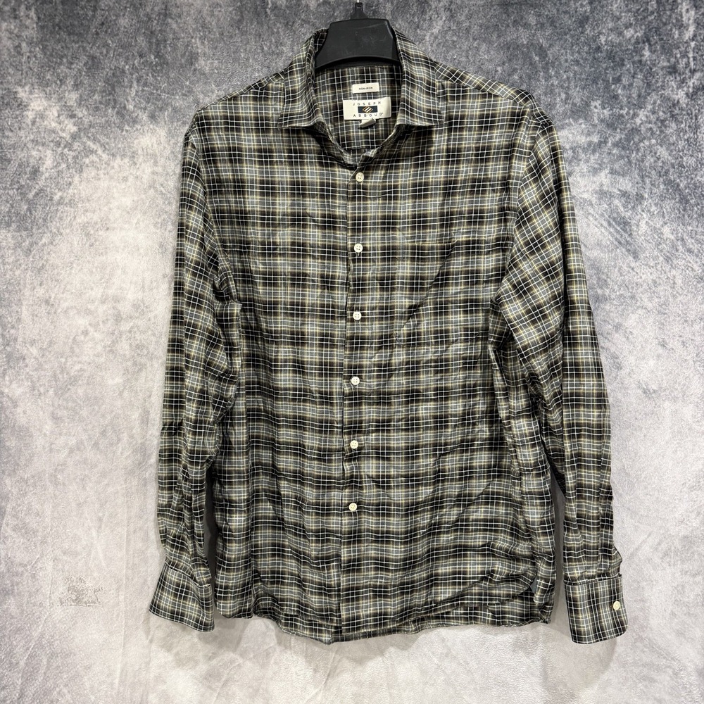 Joseph Abboud Men's Large Check Plaid Button Down Shirt Non Iron